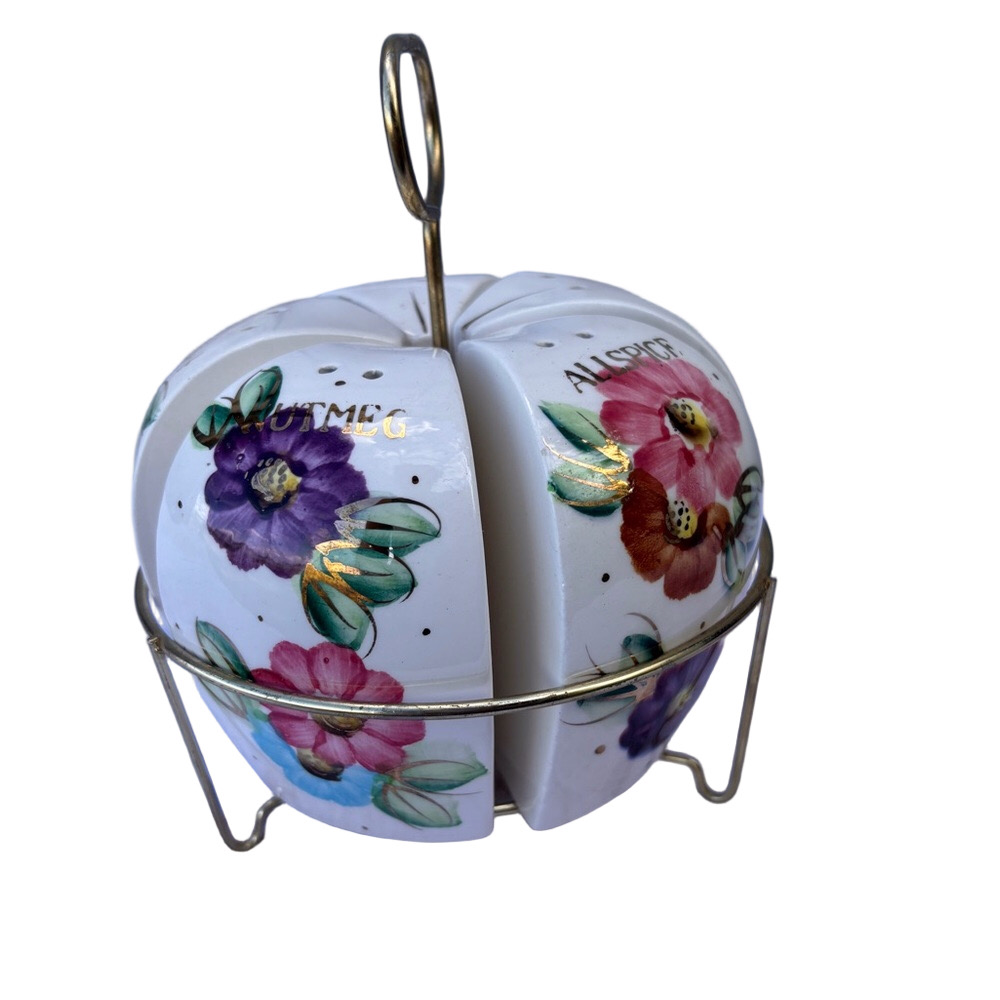 Vintage Ceramic Carousel shaped spice rack JAPAN holds 5 spice jars
Retro 1950s